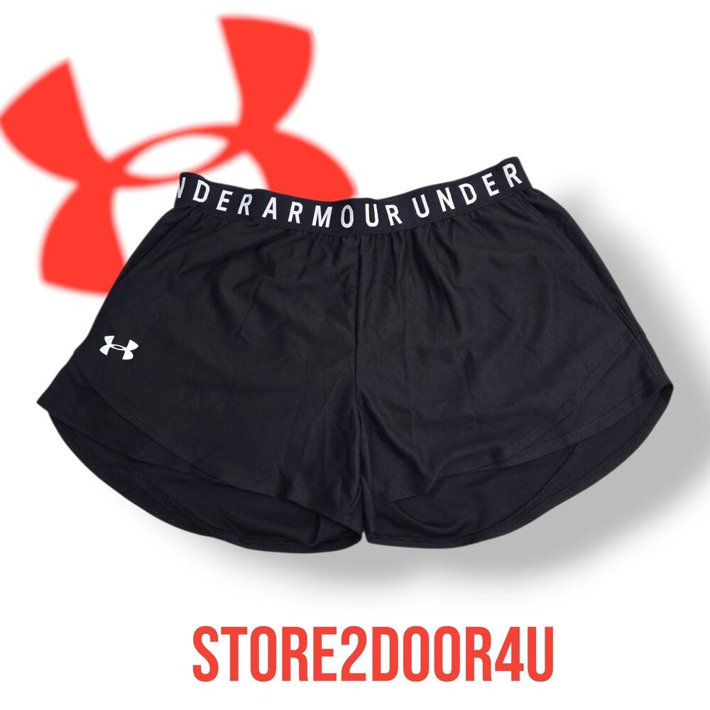 Under Armour Women's LARGE UA Play Up Shorts 3.0 Black Pockets